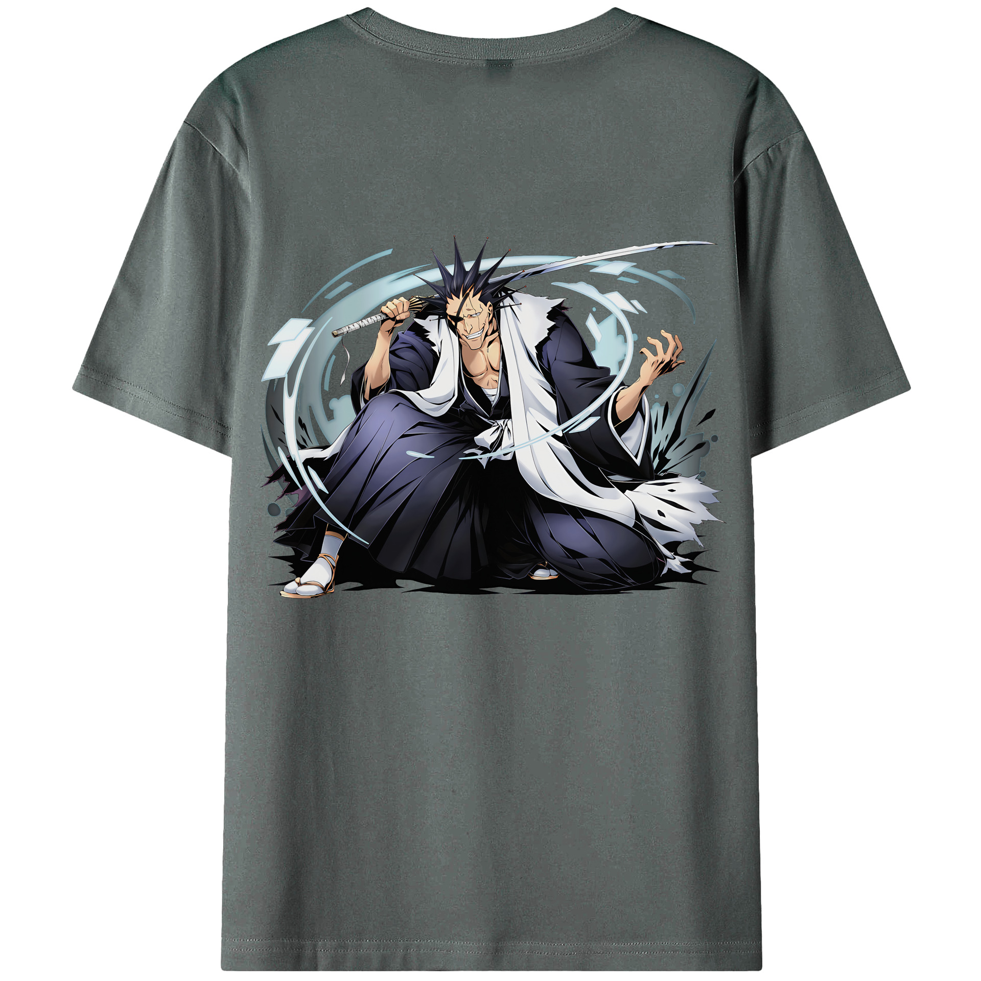 （画像用） ブリーチ ざらき けんぱち BLEACH Zaraki Kenpachi 綿100％ メンズ半袖Tシャツ（バックプリント） 通気性